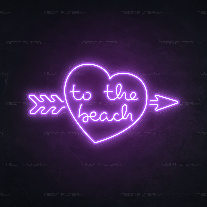 To The Beach Neon Sign in Hopeless Romantic Purple