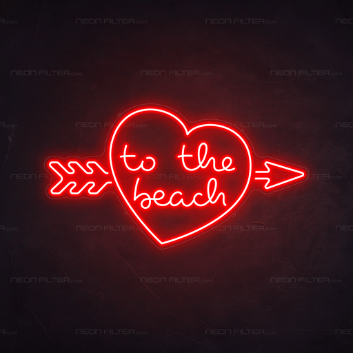 To The Beach Neon Sign in Hot Mama Red