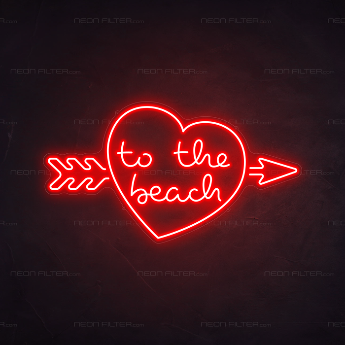 To The Beach Neon Sign in Hot Mama Red