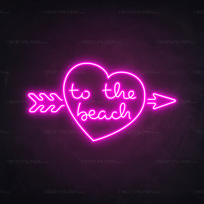 To The Beach Neon Sign in Love Potion Pink