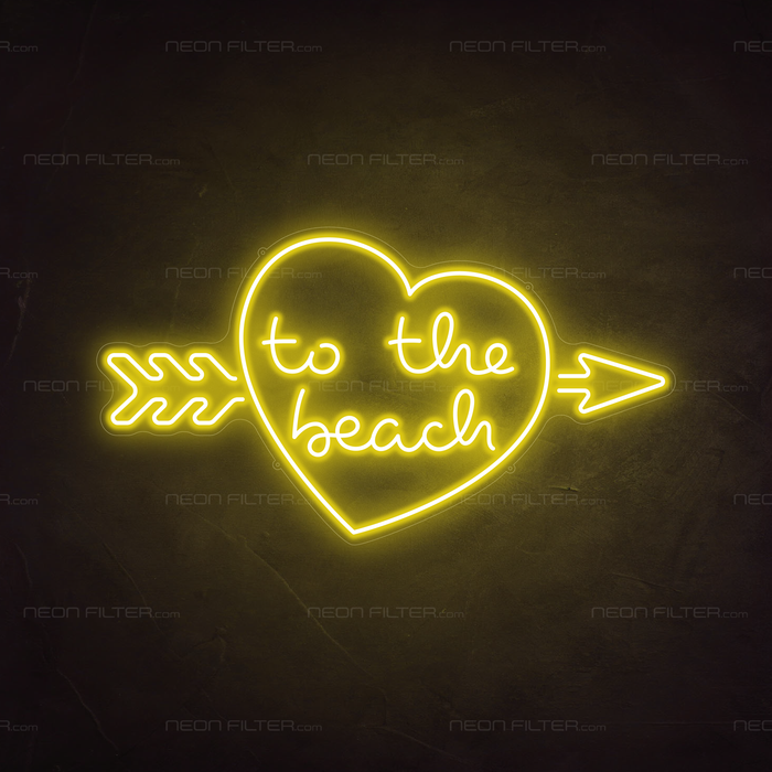 To The Beach Neon Sign in Paradise Yellow