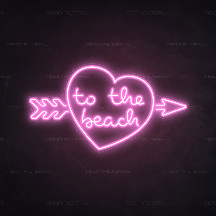 To The Beach Neon Sign in Pastel Pink