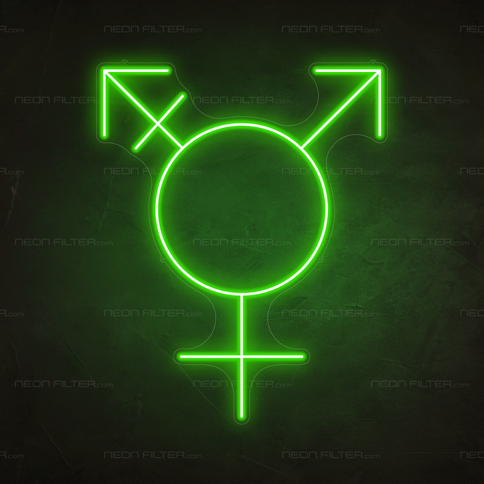 Transgender Symbol Neon Sign in Glow Up Green