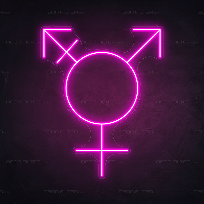 Transgender Symbol Neon Sign in Love Potion Pink