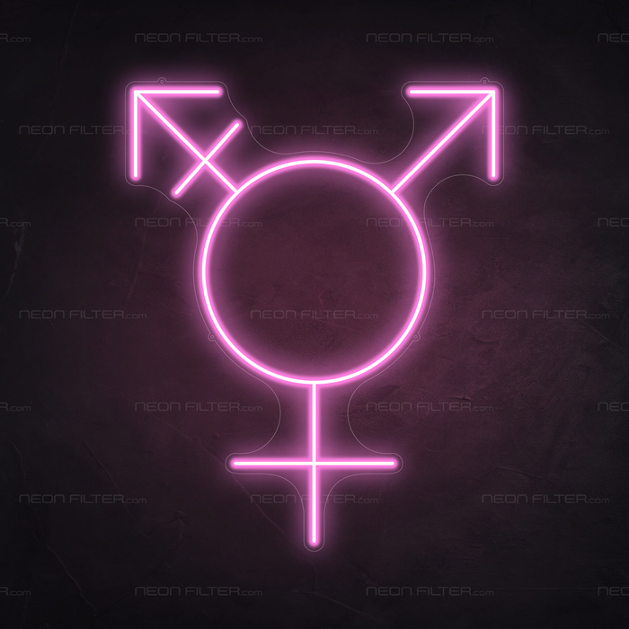 Transgender Symbol Neon Sign in Pastel Pink