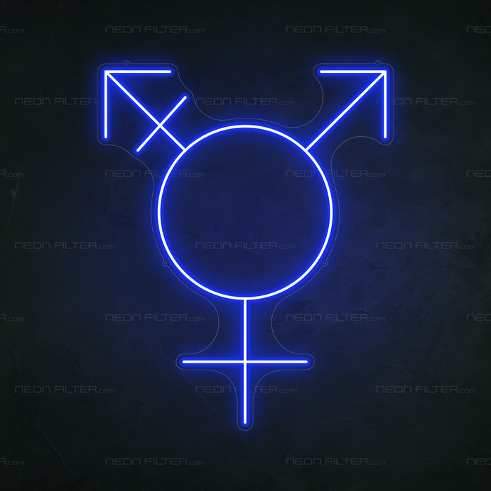 Transgender Symbol Neon Sign in Santorini Blue