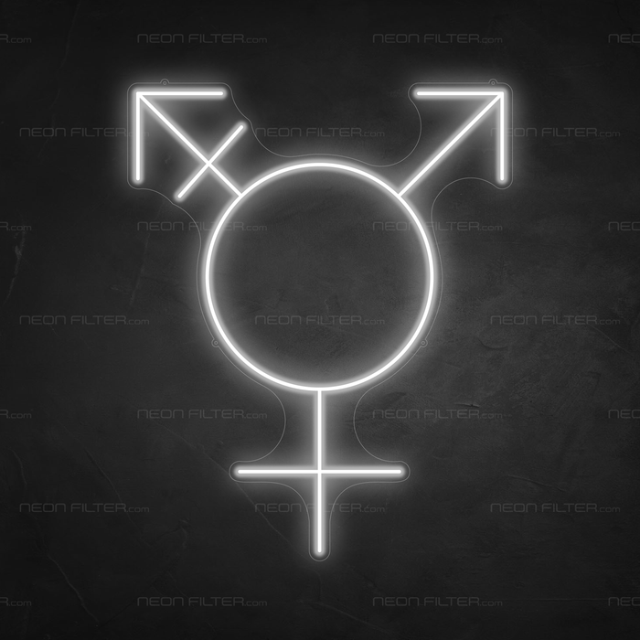 Transgender Symbol Neon Sign in Snow White