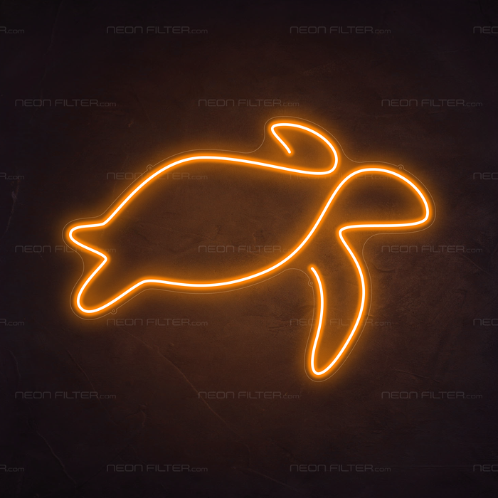 Turtle Neon Sign in Hey Pumpkin Orange