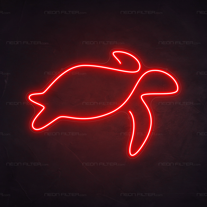 Turtle Neon Sign in Hot Mama Red