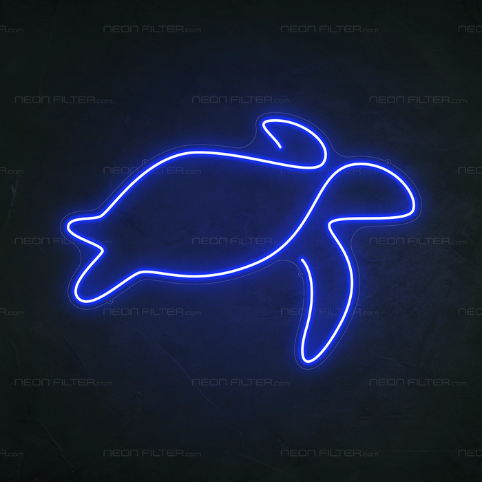 Turtle Neon Sign in Santorini Blue