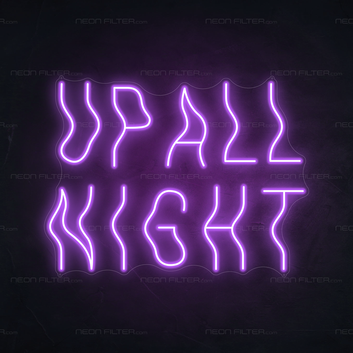 Up All Night Neon Sign in Hopeless Romantic Purple