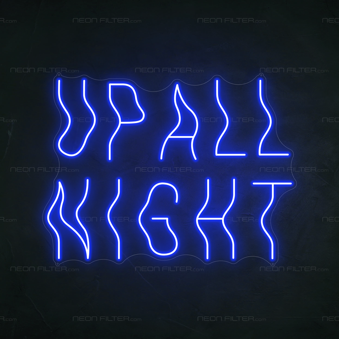 Up All Night Neon Sign in Santorini Blue