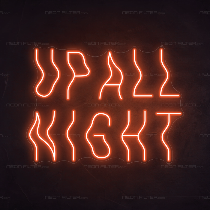 Up All Night Neon Sign in Sunset Orange