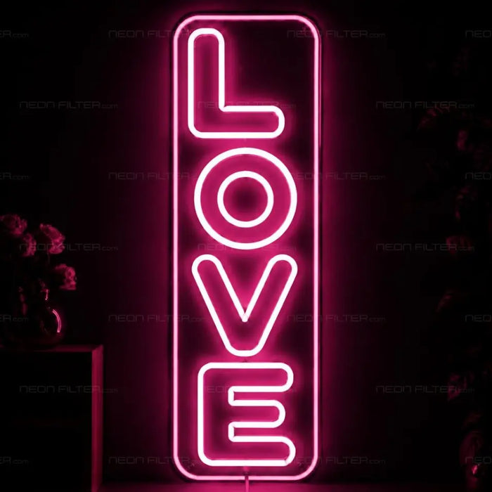 Vertical Love Neon Sign for Wedding Decor - Neon Filter