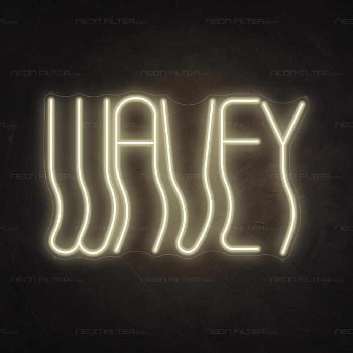 Wavey Neon Sign in Cosy Warm White