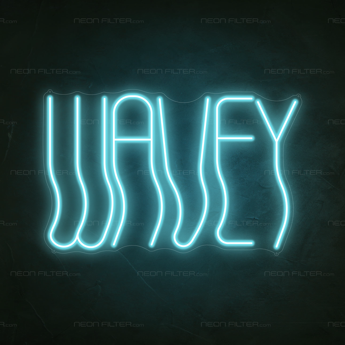 Wavey Neon Sign in Glacier blue