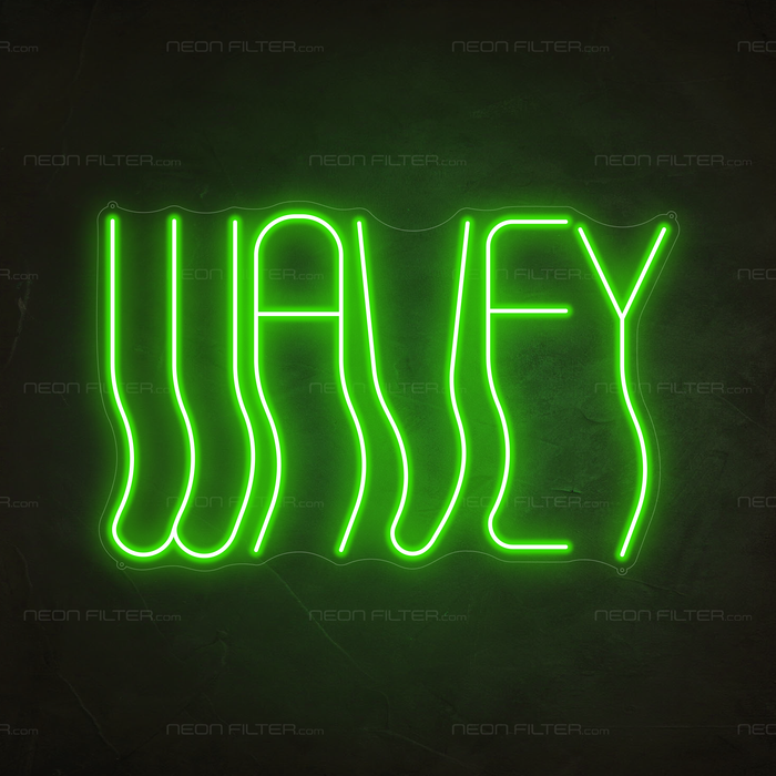 Wavey Neon Sign in Glow Up Green