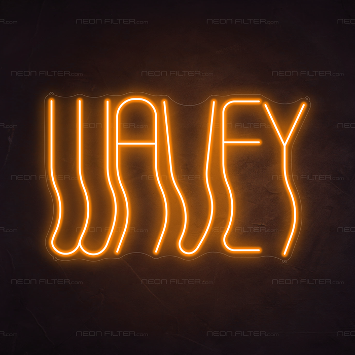 Wavey Neon Sign in Hey Pumpkin Orange