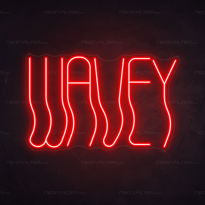 Wavey Neon Sign in Hot Mama Red