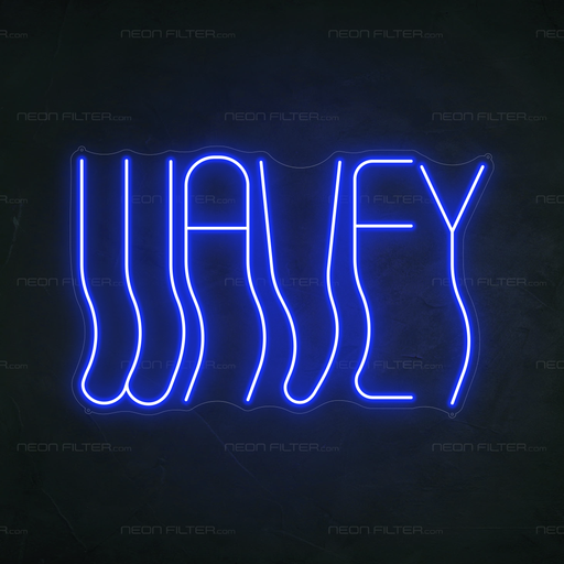 Wavey Neon Sign in Santorini Blue