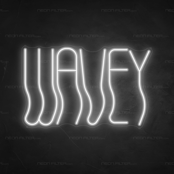 Wavey Neon Sign in Snow White