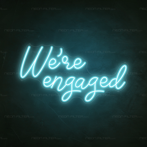 We're Engaged Neon Sign in Glacier blue