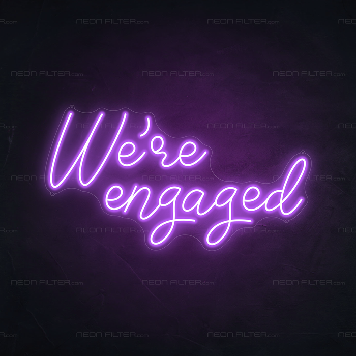 We're Engaged Neon Sign in Hopeless Romantic Purple