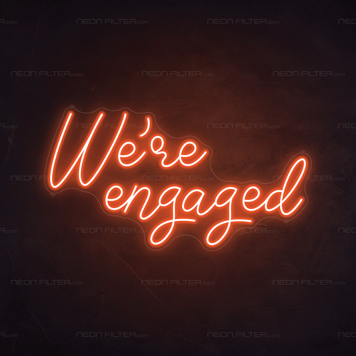 We're Engaged Neon Sign in Sunset Orange