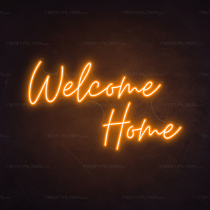 Welcome Home Neon Sign in Hey Pumpkin Orange