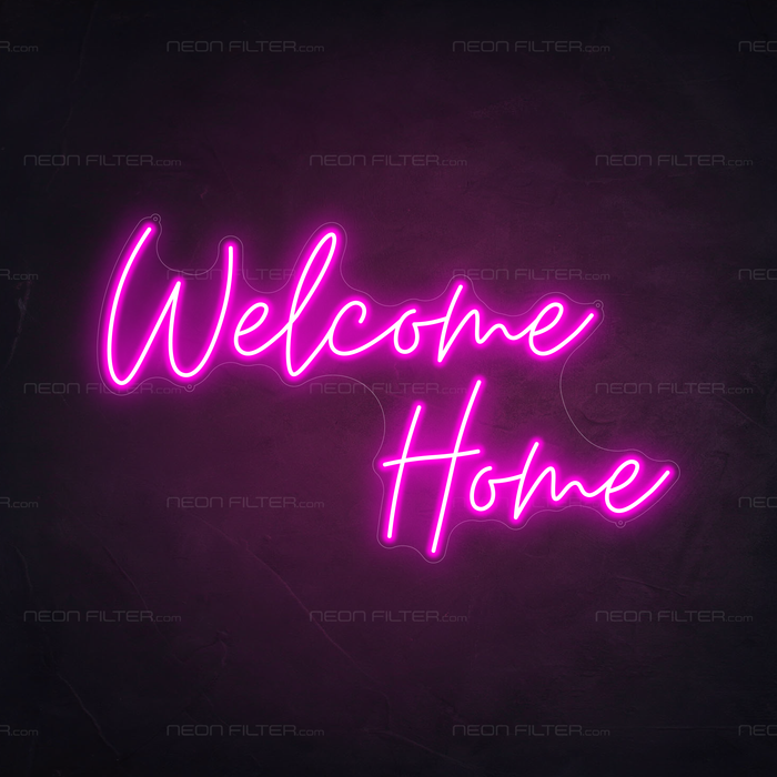 Welcome Home Neon Sign in Love Potion Pink