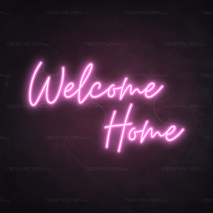 Welcome Home Neon Sign in Pastel Pink