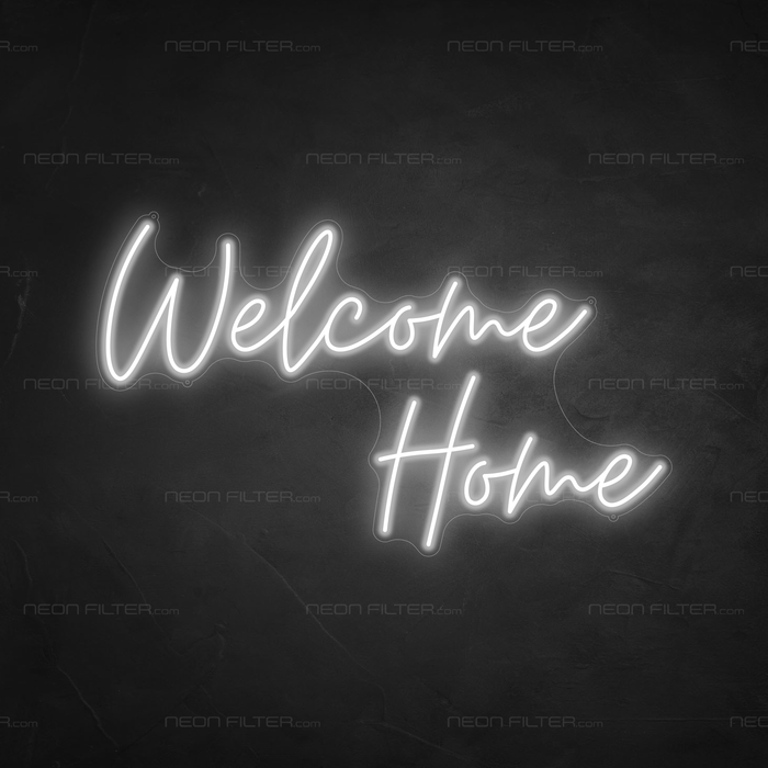 Welcome Home Neon Sign in Snow White