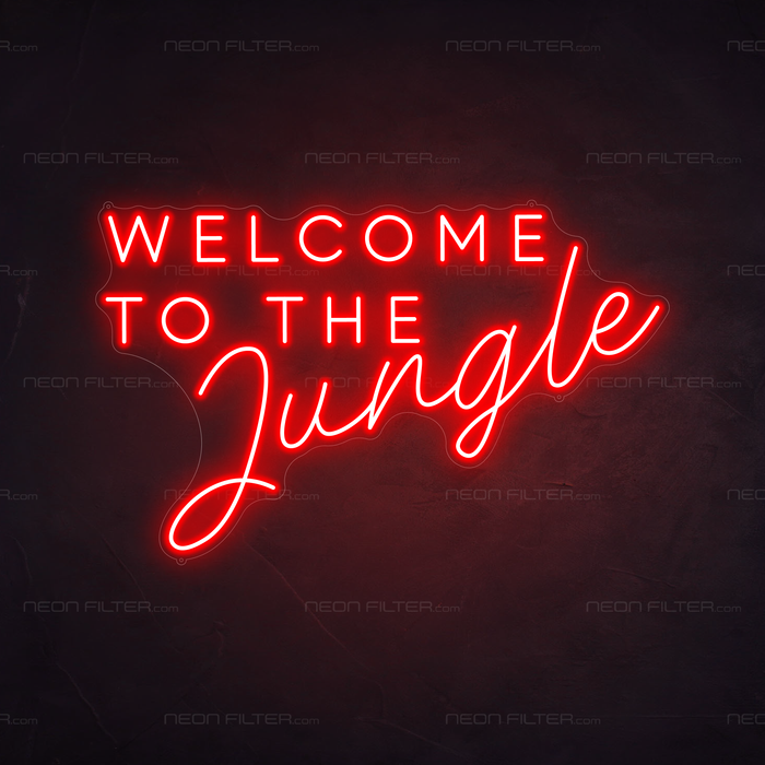 Welcome To The Jungle Neon Sign in Hot Mama Red