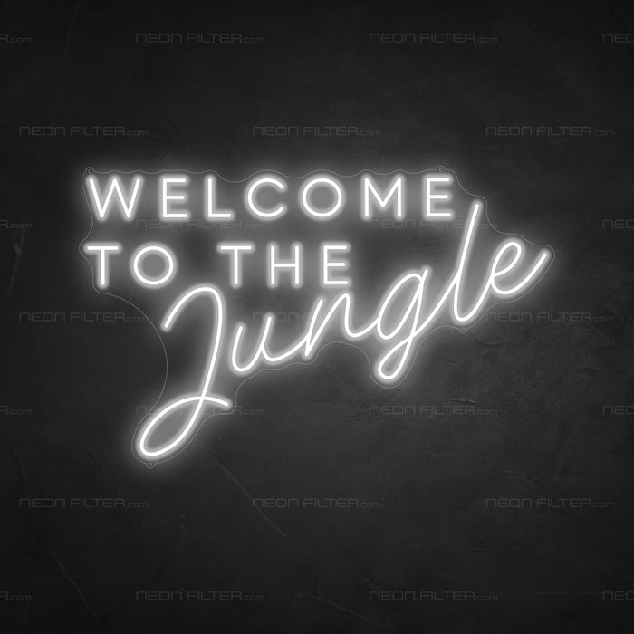 Welcome To The Jungle Neon Sign in Snow White