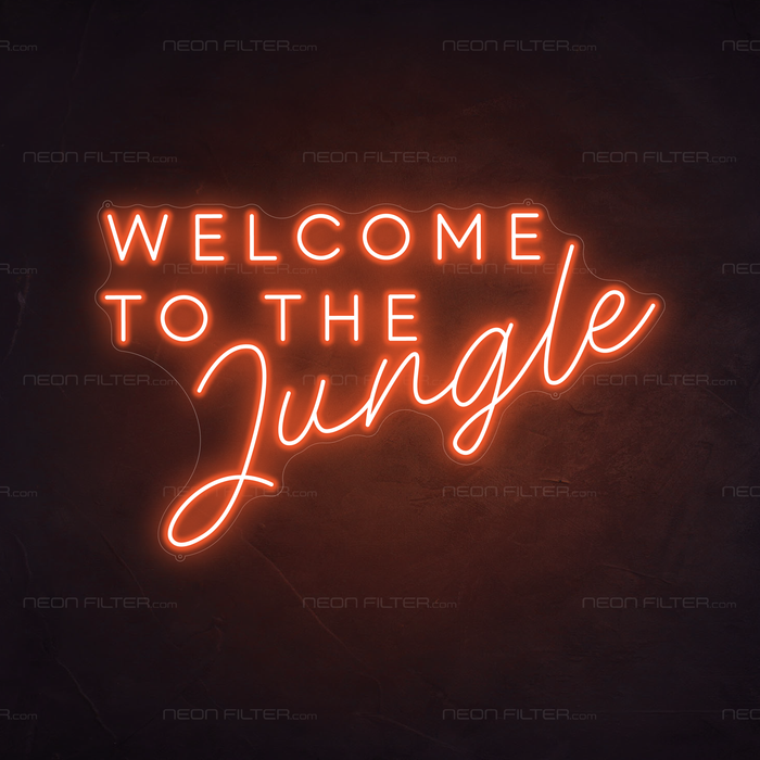 Welcome To The Jungle Neon Sign in Sunset Orange