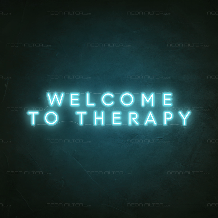 Welcome To Therapy Neon Sign in Glacier blue