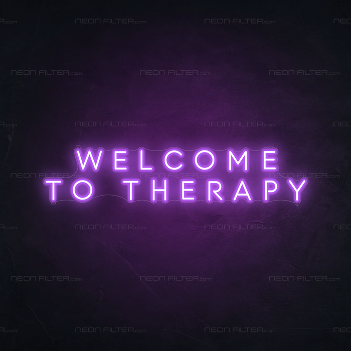 Welcome To Therapy Neon Sign in Hopeless Romantic Purple