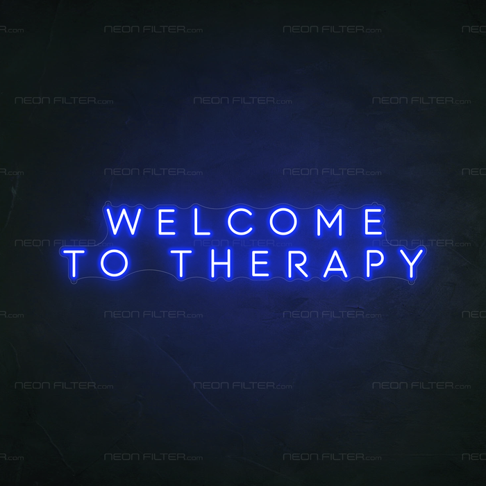 Welcome To Therapy Neon Sign in Santorini Blue