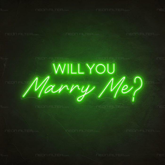 Will You Marry Me Neon Sign in Glow Up Green