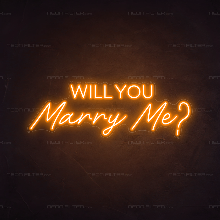 Will You Marry Me Neon Sign in Hey Pumpkin Orange