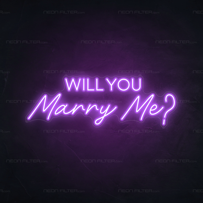 Will You Marry Me Neon Sign in Hopeless Romantic Purple