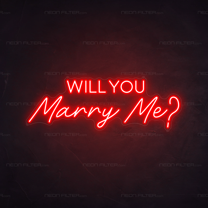 Will You Marry Me Neon Sign in Hot Mama Red