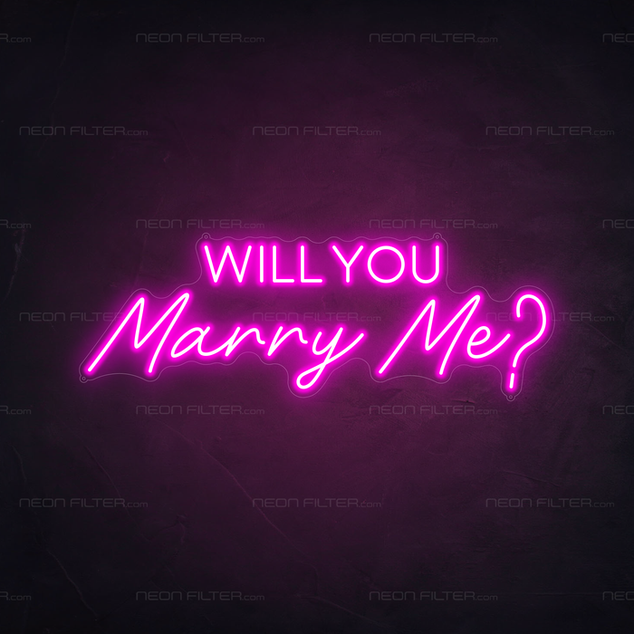 Will You Marry Me Neon Sign in Love Potion Pink