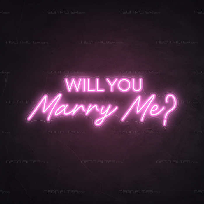 Will You Marry Me Neon Sign in Pastel Pink