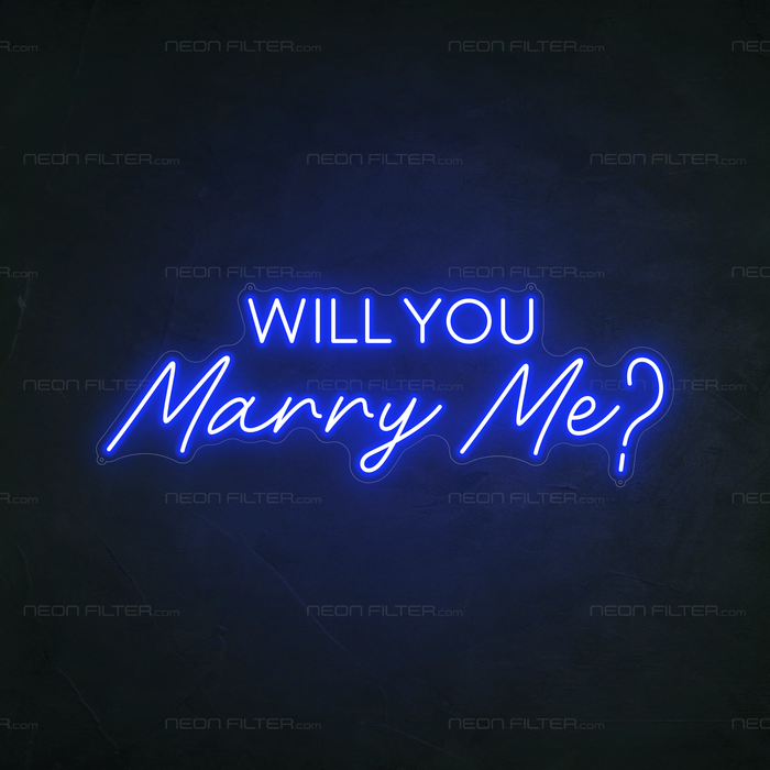 Will You Marry Me Neon Sign in Santorini Blue