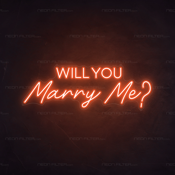 Will You Marry Me Neon Sign in Sunset Orange