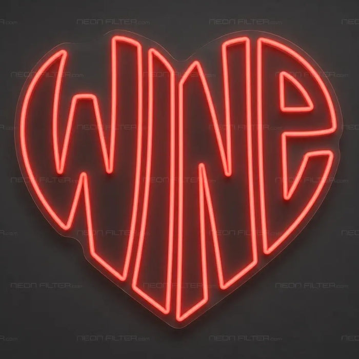 Wine Heart Neon Sign for FoodandDrinks Decor - Neon Filter
