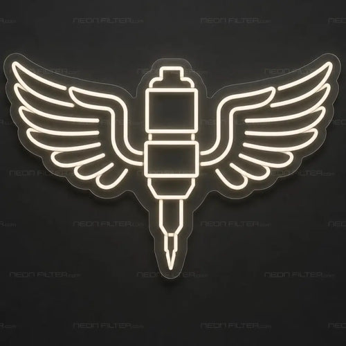 Winged Tattoo Machine Neon Sign for TattooStudio Decor - Neon Filter