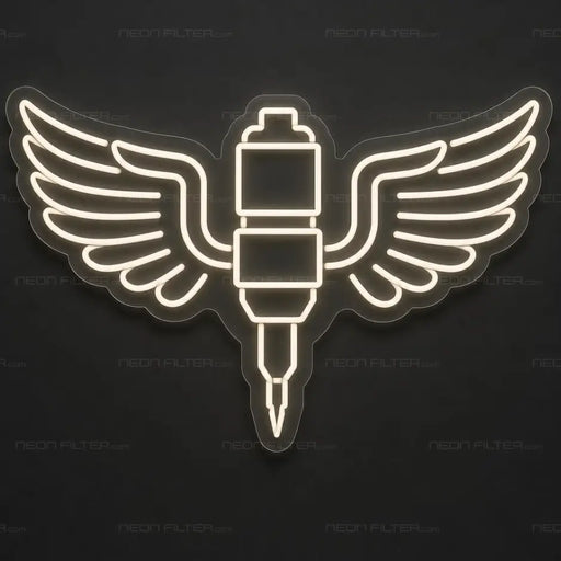 Winged Tattoo Machine Neon Sign for TattooStudio Decor - Neon Filter