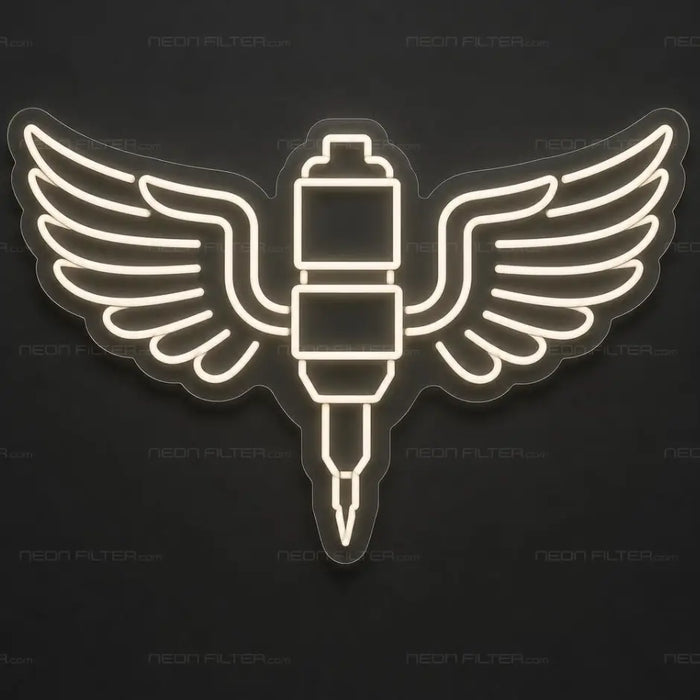 Winged Tattoo Machine Neon Sign for TattooStudio Decor - Neon Filter